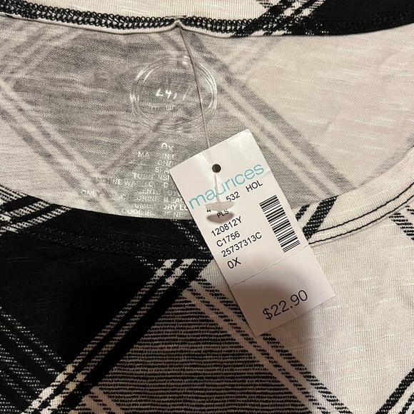🆕 NWT Maurices 24/7 Black Plaid Long Sleeve Tee - Picture 2 of 5